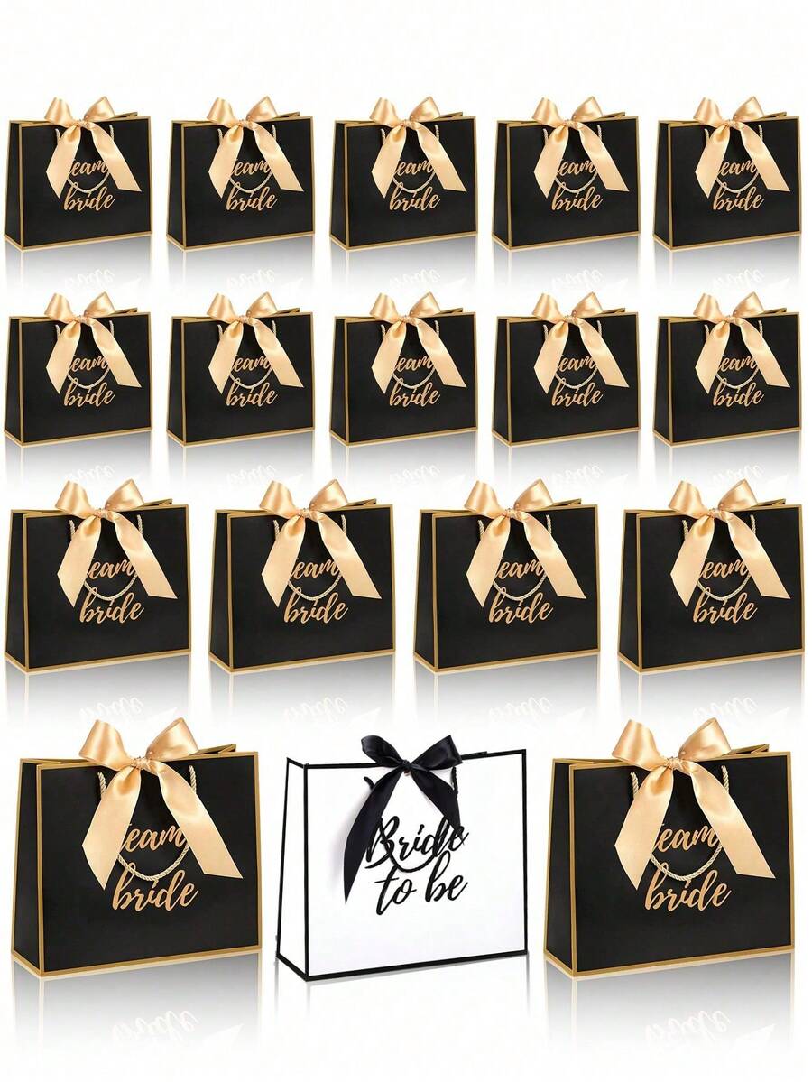 Conjunto de 6 Sacolas de Presente para Noiva, em Papel Kraft Estilo Paisagem, para Decoração de Casamento, com Laço e Fita, Decoração Criativa para Chá de Panela, Sacolas de Papel para Embrulho de Presentes, Lembrancinhas para Noiva, Agradecimento às Madrinhas, Artigos para Despedida de Solteira, Sacolas de Presente para Festa de Casamento e Madrinhas, Ideais como Lembrancinhas de Casamento - sacola de compras - Ver 1