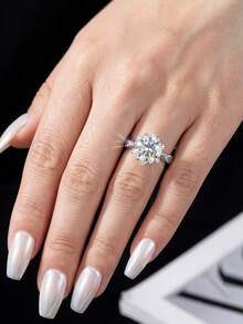 1 viên kim cương Moissanite 2.0 carat sáu chấu, bạc sterling 925, trang sức cưới sang trọng, quà tặng cho cặp đôi, bạn thân, sinh nhật, kỷ niệm, trang sức cô dâu. - Nhẫn Moissanite - Xem 4