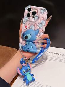 Disney Has Authorized, Phone Case - Chain Set, The Stitch Lilo & Stitch 3D Phone Case Plus A Silicone 3D Stitch Bracelet With Metallic Ring Removable Bracelet, Stitch And Angel Pattern, Compatible With Iphone 17/16/15/14/13/12/11/XS/XR/X Plus Pro Max, A Stylish Cartoon Phone Case, The Perfect Gift Choice, Phone Protection, Durable Phone Cover, Great Gift For Friends And Family - 白色款式A - 查看 6