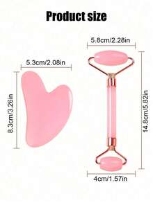 2pcs Face Massage & Gua Sha Tools Set: Natural Green Jasper Face Roller Includes 1 Double-Head Massage Roller And 1 Heart-Shaped Gua Sha Board. Helps Reduce Facial Puffiness, Soothe Delicate Skin, And Reveal Natural Radiance. - A - View 4