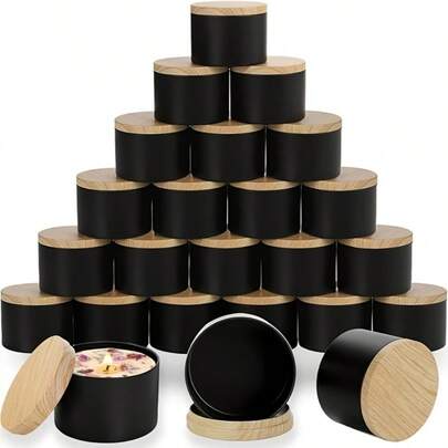 2/12/ (44 món, 6 bộ) Hũ đựng nến thẳng đứng 4 oz - Bộ dụng cụ làm nến màu đen, bao gồm nắp và bấc; Chắc chắn và bền, có lớp hoàn thiện màu đen mờ; Hũ nhỏ rỗng 4 oz - Lựa chọn lý tưởng cho người làm nến.