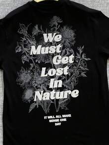 100% Pure Cotton Printed T-Shirt  X Logo Streetwear Graffiti Style Fashion Statement  Design S To 3XL Short-Sleeved Round Neck Casual Top Suitable For All Seasons Men's Wear - 黑色 - 查看 2