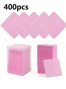 1000/400/200pcs Lint-Free Nail Cleaning Wipes, Nail Polish Remover Pads, Eyelash Extension Cleaning Wipes, Soft Non-Woven Acetone Remover Pads, For Nail Preparation And Gel Polish Removal - Pink - View 10