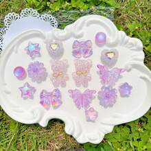 16pcs Purple Bear Shoe Charms, Purple Series Shoe Decorations, Pentagram, Bowknot Accessories, Shoe Flowers, Cute Shoe Accessories Suitable For Sandals, Beach Shoes, Garden Shoes, DIY Decoration - Purple - View 6
