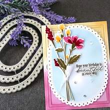 1pc Lace Pattern Metal Cutting Die, Embossing Template For Handmade Card Decoration, Gift Card Making Cutting Mold - A - View 3