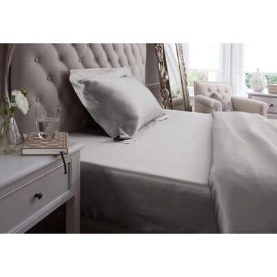 Jasmine Silk Pure Silk Fitted Sheet (Grey) - DOUBLE