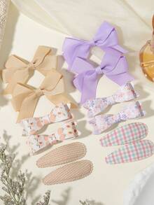 6pcs Set Floral Bowknot Satin Hair Accessories, Suitable For Birthday, Holiday Gifts - Mixed color - View 6