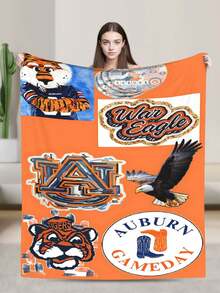 Auburn Merch University Tigers Throw Blanket Warm Blankets Breathable Air Conditioner Blanket For Car Classic Outdoor Blankets For Picnic For All Season - 黑色 - 查看 1
