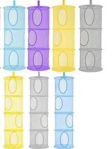 1 pieza Cesta de almacenamiento colgante, bolsa de almacenamiento plegable con parte superior abierta en múltiples colores, adecuada para sala de estar, cocina, dormitorio, balcón y otros usos domésticos - Multicolor - Ver 1