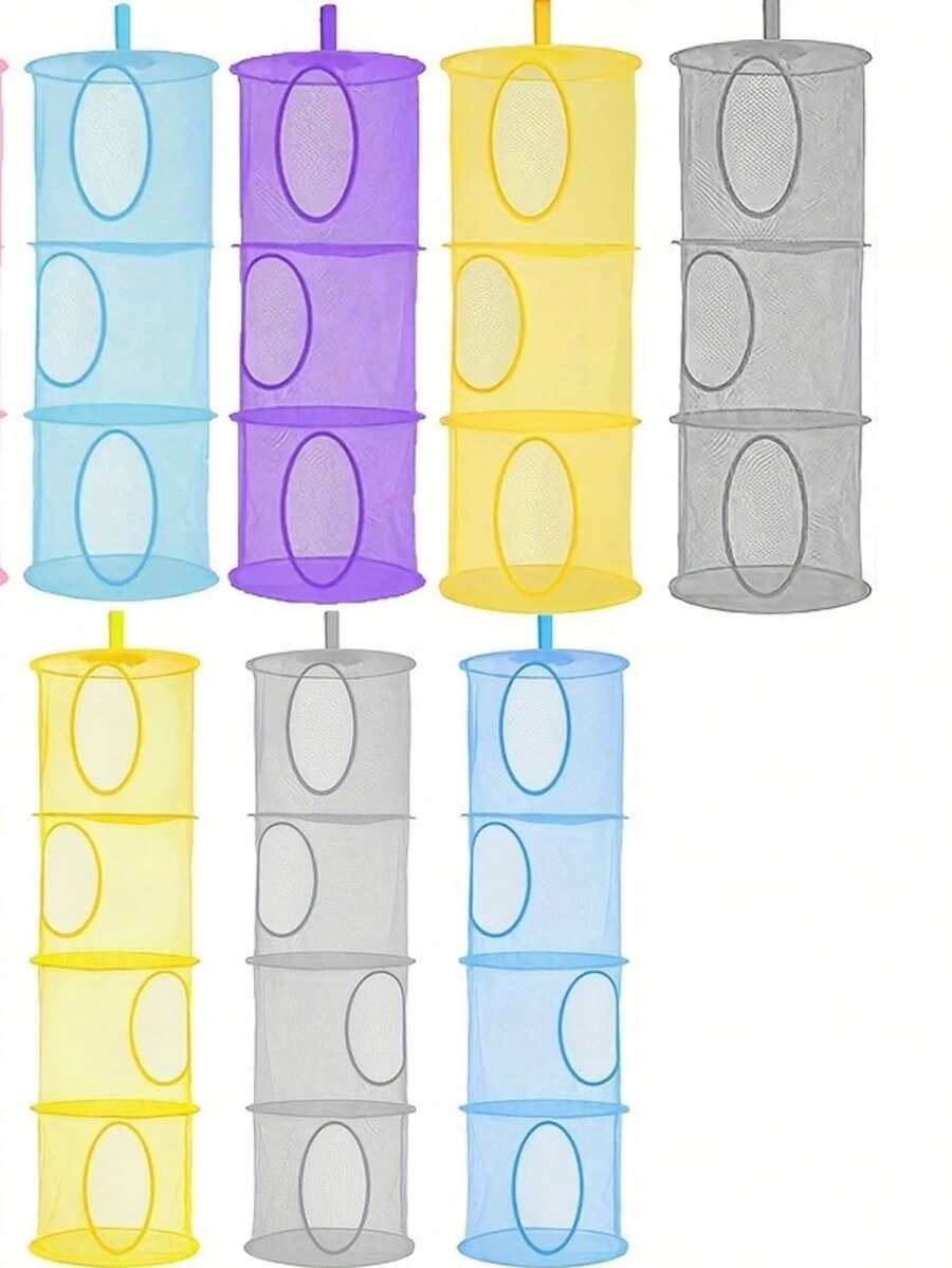 1 pieza Cesta de almacenamiento colgante, bolsa de almacenamiento plegable con parte superior abierta en múltiples colores, adecuada para sala de estar, cocina, dormitorio, balcón y otros usos domésticos - Multicolor - Ver 1