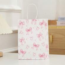 Bolsa de regalo con estampado de lazo rosa - Bolsa de compras de papel kraft adecuada para comercio minorista, boutique, suministros para fiestas y embalaje festivo - Arco - Ver 7