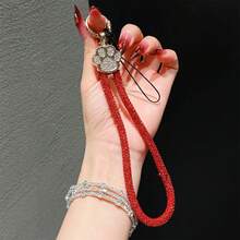 1件装奢华水钻猫爪吊坠手机挂绳，蝴蝶结心形吊坠腕带，短款手提绳，适合户外旅行，带夹子，可作礼物赠送 - 貓爪手提掛鏈 - 查看 3