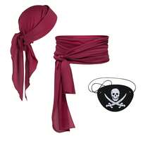 3pcs Caribbean Pirate Captain Costume Accessories Set, Including Pirate Hat & Scarf, Eye Patch, Renaissance Style, Cosplay, Carnival Party, Unisex Pirate Outfit, Beach Party, Performance Props - Multicolor - View 9