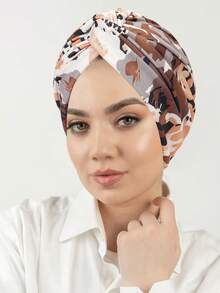 1pc New Printed Headscarf, Twist Turban Hat, Versatile Women Headwrap Cap - Printing - View 16