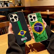 Funda para teléfono con la bandera de Brasil para los modelos 17, 16, 15, 14, 13, 12, 11 Plus, Pro Max, XS, funda de color plateado para 17Air - z2 - Ver 1