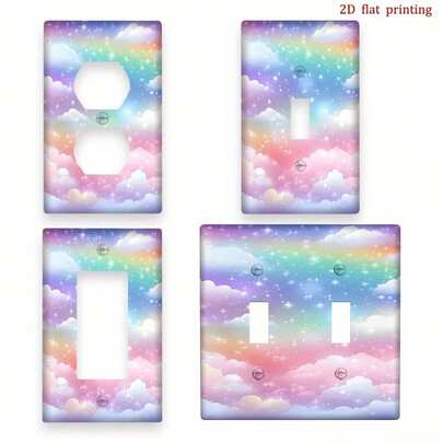 1pc [2D Printed] Nebula Rainbow Sky Luminous Wall Plate Cover, Decorative Light Switch Plate Art Print, Suitable For Bedroom And Kitchen