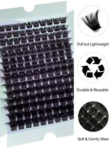 150D/200D Dense Lash Clusters, 196 Pieces/140 Pieces, 0.07mm DIY Dramatic False Eyelashes For Home Use, 3D Voluminous And Dense Effect, D-Curl, For Captivating And Alluring Eyes, Perfect - D - View 8