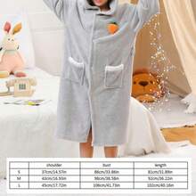 1 pieza Bata de baño con capucha bordada con orejas de conejo de felpa coral, ropa de estar en casa, bata de alta gama, adecuada para baño, piscina, regalo - Multicolor - Ver 4