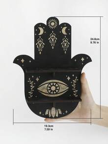 1 chiếc kệ treo tường trưng bày pha lê hình mắt trăng, phong cách Boho Gothic, giá đựng đồ trang trí, kệ thờ cúng huyền bí, kệ nhiều tầng nổi hình vòm, khắc họa tiết thiên thể, giá trưng bày tiết kiệm không gian cho pha lê, nến, trang sức, bài tarot, đồ trang trí tâm linh cho phòng ngủ, phòng khách, góc thiền định. - Bàn tay Fatima 1 - Xem 12