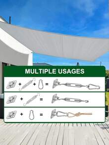 1 Set 6-Inch Outdoor Canopy Hardware Kit, Includes Swivel Hooks And Brackets, Suitable For Triangle/Rectangle Canopy, Patio Shade Installation Hardware - A - View 6