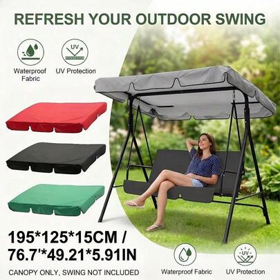 Outdoor Garden Terrace Cradle Top Replacement Shade UV Sun Protection 195x125cm – Patio Canopy Cover For Furniture & Accessories
