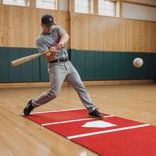Baseball Hitting Mat, 10x3.8 Ft Batting Cage Mat, Batters Box Turf Mats, Softball Batting Practice Equipment With Home Plate And Anti Fade Turf, Portable Training Aid For Indoor Outdoor, Red - 10 X 3.8 Ft, Red - View 9