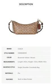 Coach Caitlin Printed Women's Single Shoulder Crossbody Handbag CEK80IMXHE - 棕黃色/褐色CEK80IMXHE - 查看 7