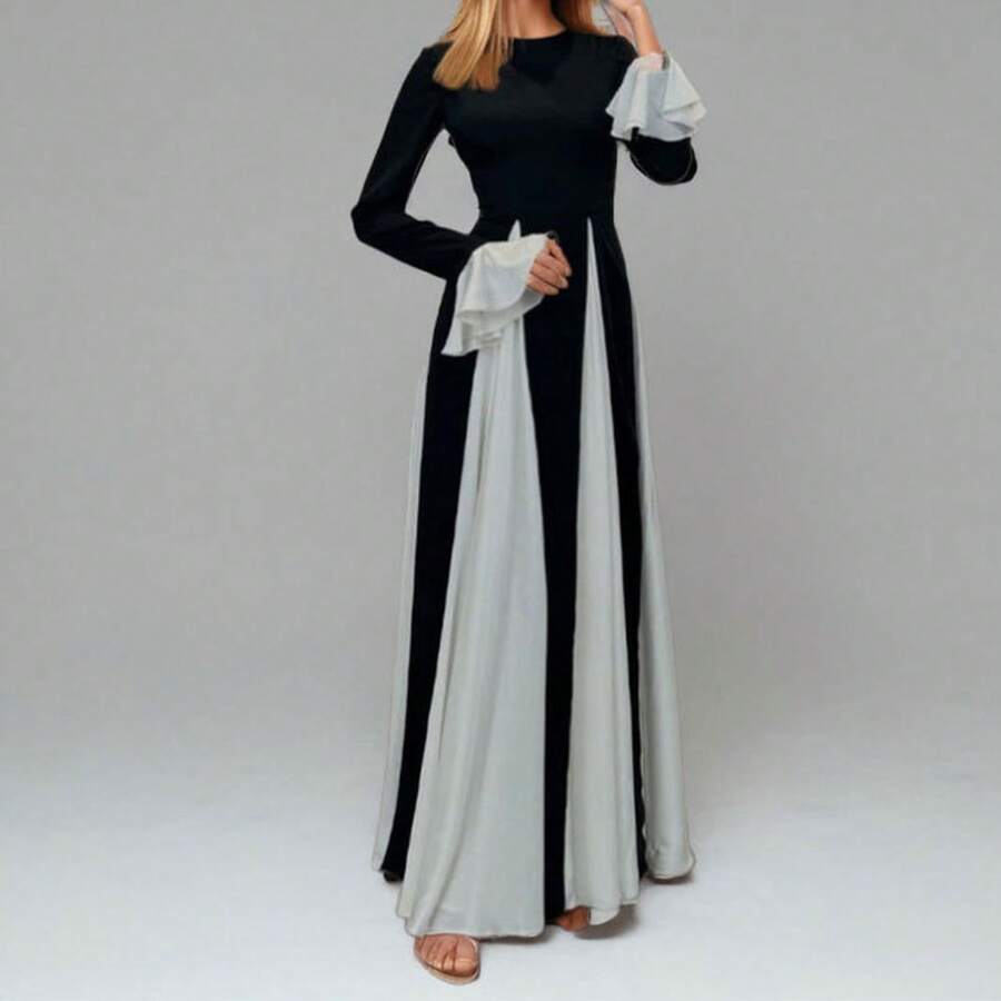2026 Spring New Women's Clothing, Cross-Border European And American Dress, Sexy Waist-Cinching Pleated Solid Color Large Hem Strap Dress - 29078-圖片色 - 查看 1