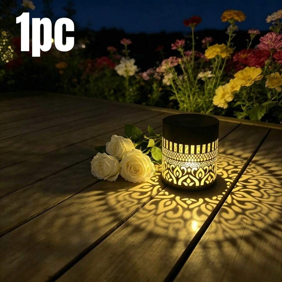 1/2/4pcs Solar Powered Outdoor Projection Lights, Hollow-Out Garden Path Decor Lights