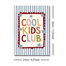 1pc Unframed/Framed Cool Kids Club Kindergarten Canvas Poster, Cute Blue Striped Colorful Slogan Wall Art Print, Minimalist Nursery Kids Room Decor Suitable For Playroom, Children's Room, Bedroom, Modern Home Decor - Poster - View 15