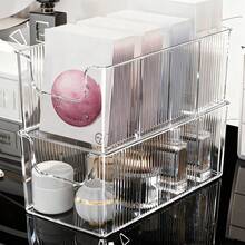 2pcs/1pc Large Capacity Transparent Cosmetic Storage Box, With Removable Dividers Makeup Organizer, Divided Plastic Makeup Storage Box, Suitable For Masks, Lipsticks, Perfumes, Durable Bathroom Countertop Storage Box, Daily Use - A [The Baffle Is Removable] - View 4