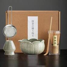Bộ ấm trà Matcha Raku hình cánh hoa (1/5 món), bao gồm bát trà Matcha, dụng cụ đánh trà Matcha, tách trà Matcha, que khuấy, thìa trà, bộ bát trà, dụng cụ pha chế Matcha, dụng cụ làm đồ uống và tráng miệng, hộp quà Nhật Bản, bộ khuấy Matcha Matsushiro, quà tặng cho người yêu thích Matcha. - Nhiều màu - Xem 16