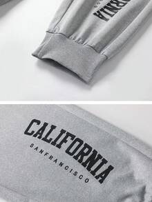 Celana Sweatpants Pria Ringan Longgar Elastis Musim Semi/Panas dengan Tali Serut, Motif Huruf Modis - Grey - View 6