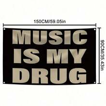 1PC MUSIC IS MY Music Abstract Cartoon Art Design Tapestry Color Wall Hanging Flag For Bedroom Living Room Dorm Halloween Party Decor,Guys Man Cave,Modern Music Art Tapestry Banner Gift - 1pcs - 查看 4