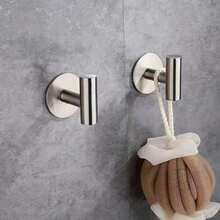 1/2 Paquete de ganchos de pared de acero inoxidable plateado sin taladro, impermeables, adecuados para baño y cocina, fácil instalación sin herramientas. Pueden colgar abrigos, sombreros, toallas, batas de baño, mochilas, llaves y artículos de tocador. Perfecto para entrada, vestidor, inquilinos y decoración del hogar. - Plateado - Ver 1