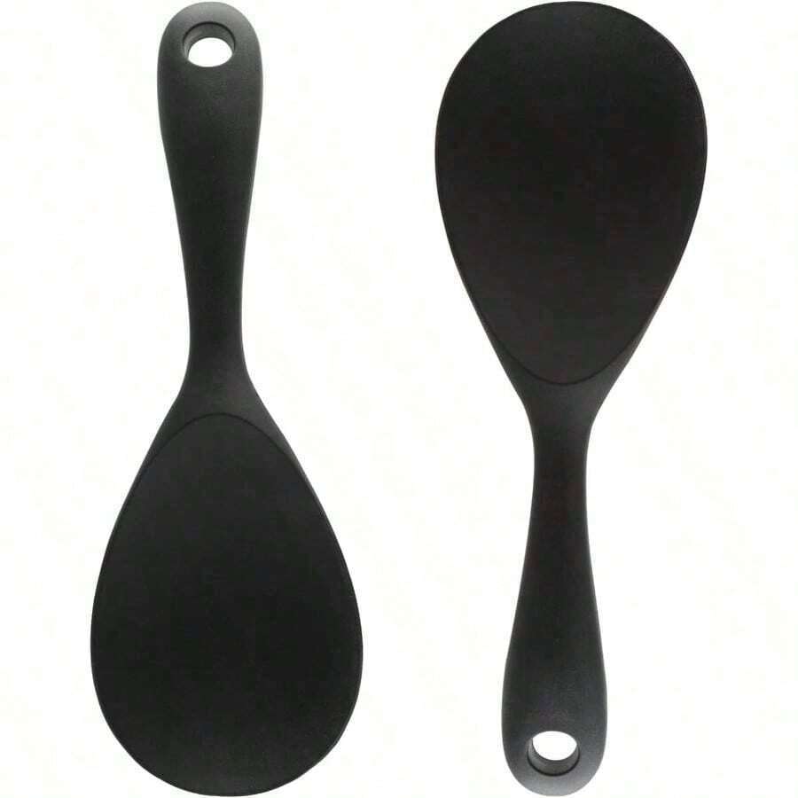 1PC Rice Paddle Spoon, Non Stick Rice Spatula Rice Cooker Spoon, Heat Resistant Rice Scooper Rice Spoon Kitchen Cooking Utensil Rice Mashed Potato, Size 10.83x 2.56in Black - Black - View 1