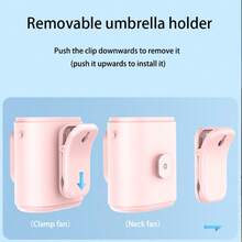 Ventilador Mini Recargable con Clip, 100 Ajustes de Velocidad, Pantalla LED para Velocidad del Viento y Nivel de Batería, Luz LED, Batería de 1800mAh, Clip Desmontable, Rotación de 360°, Adecuado para Cochecitos, Camping, Viajes - Clip-on - Ver 6