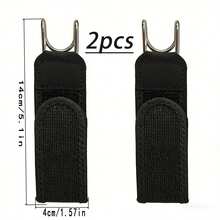 Bộ 4 chiếc, đai thun co giãn không móc kim loại kiểu chiến thuật, có dây đeo điều chỉnh bằng khóa dán, unisex, quà tặng ngày Valentine (màu đen). - Không có chữ viết - Xem 3