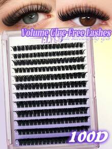 Racimos de pestañas postizas ELYCO 100D216 de 12 filas sin pegamento, de 0.07 mm de grosor y longitud mixta de 8-16 mm, con diseño 3D realista, grueso y rizado, reutilizables, suaves y amigables con la piel, sin irritación y con diseño segmentado para uso diario - D - Ver 1