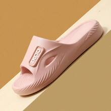 Letter Hollow Out Beach Slippers, Summer Non-Slip Wearable Vacation Style Ladies Pink Sandals - Pink - View 10
