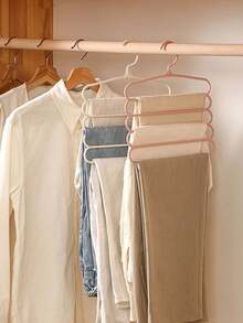 3/5 piezas Perchero multiusos de 5 niveles, colgador de pantalones, estante de almacenamiento de pantalones, organizador de ropa antideslizante y ahorra espacio, apto para pantalones, bufandas, corbatas - Estante de almacenamiento para el hogar, colgador de pantalones para el hogar, colgador de bufandas y corbatas - Multicolor - Ver 2