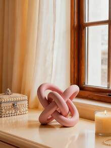 Pink Bow Decor Statue, Modern Geometric Round Sculpture Desktop Decor, Small Round Ornament For Home, Bookshelf, Coffee Table, Bookcase, Decorative Gift - Multicolor - View 4