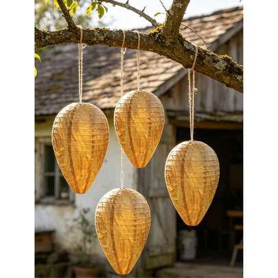 2pcs Effective Waterproof Fake Wasp Nest, Insect Trap Designed For Wasps And Mosquitoes. Adopts Simulated Beehive Design, Suitable For Hanging Outdoors To Prevent Wasps From Appearing In Garden, Patio And Deck.