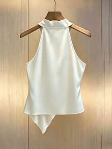 Women's Retro Camisole - A Sexy And Elegant Top, Decorated With Metal Buckles, Suitable For Work, Dates And Parties White Summer - White - View 2