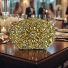 Clutch Bag For Parties With Rhinestones And Crystals, Perfect For Weddings, Bridesmaids - 金色 - 查看 1
