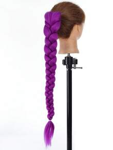 26-Inch Long Purple Braided Wig, Synthetic Fiber Box Braided Wig, Easy To Clip On, Ponytail Style, Suitable For Costume Role Play - Multicolor - View 5