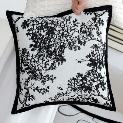 1 chiếc vỏ gối trang trí dệt jacquard màu đen, kích thước 45x45cm, mềm mại, thích hợp cho phòng khách, ghế sofa, phòng ngủ, trang trí nhà hiện đại (không kèm ruột gối)