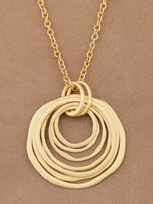 1pc Silver/Matte Gold Large Bohemian Style Open Pendant Necklace - Silver and Gold - View 15
