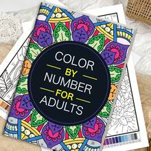 32 Pages Color By Number Coloring Book: Relax & Mindful Patterns, Complete Coloring By Following Numbered Cues, 32 Pages Designs, Relaxation And Focus Patterns, High-Definition Paper, Can Be Used As A Birthday/Festival Gift, Suitable For 4 Seasons - Black - View 4