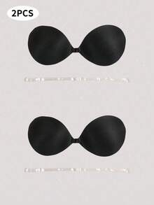 1pc Black Skin-Tone Adhesive Strapless Push-Up Bra, Anti-Slip Sticky Bra For Daily Wear, Dresses, Gowns, Swimwear - Multicolor - View 26